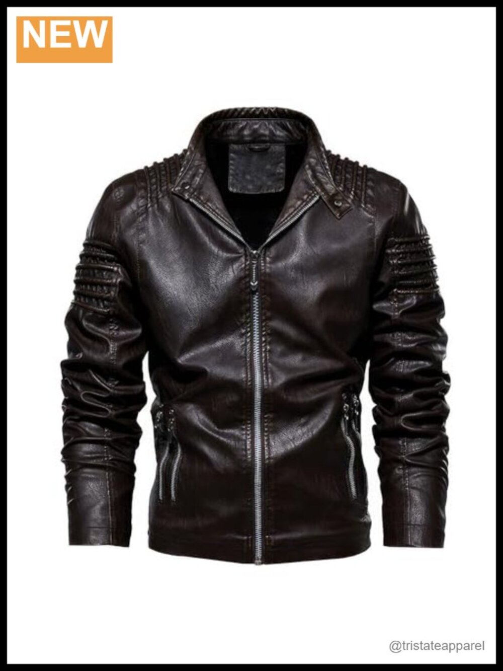 Men's Genuine Leather Biker Motorcycle Jacket Faux Wool Thicken Liner